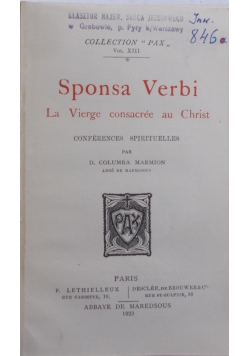 Sponsa Verbi La Vierge consacree au Christ, 1923 r.