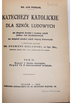 Katechizmy katolickie dla szkół ludowych Tom II, 1922r.