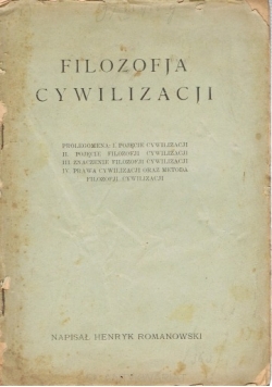 Filozofja cywilizjacji, 1923 r.