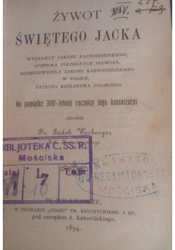 Żywot świętego Jacka, 1894r.