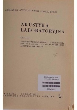 Akustyka Laboratoryjna część II