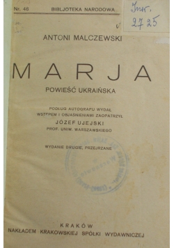 Marjan Powieść ukraińska, 1925 r.