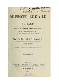 Lecons de Procedure Civile,1858r.