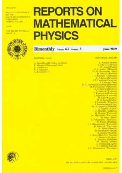 Reports on Mathematical Physics 63/3 2009 Perg