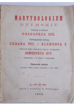 Martyrologium Rzymskie, 1862 r.