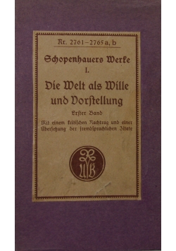 Die welt als wille und vorstellung, 1851r.