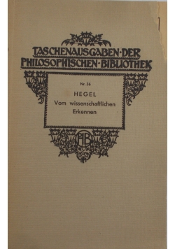 Vom wissenschaftlichen erkennen, ok. 1936