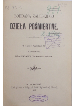 Dzieła Pośmiertne, 1899 r.