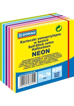 Karteczki samoprzylepne w kostce neon