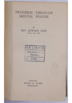 Progress through mental prayer,  1936 r.