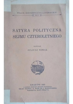 Satyra polityczna sejmu czteroletniego, 1933r