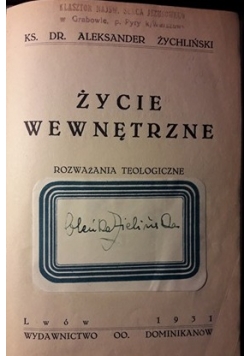 Życie wewnętrzne , 1931 r.