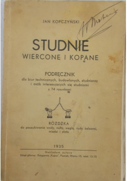 Studnie wiercone i kopane, 1935r.