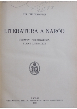 Literatura a naród, 1936 r.