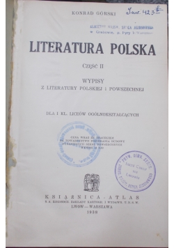 Literatura Polska , cz 2, 1938 r.