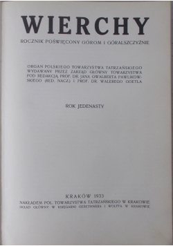 Wierchy - Rocznik 11, 1933r.