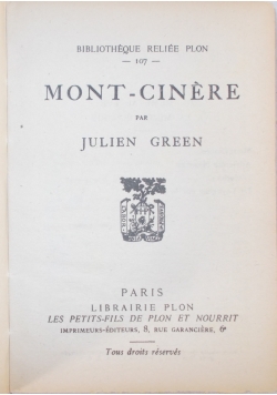 Mont-Cinere, 1931r.