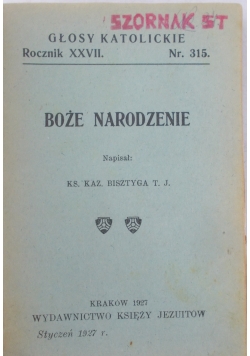Głosy Katolickie :Boże Narodzenie, 1927r