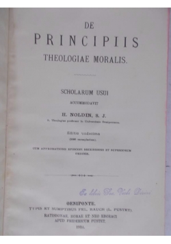 De Principiis Theologiae Moralis, 1914 r.