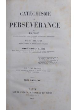 Catechisme Perseverance, tome Cinquieme, 1854 r