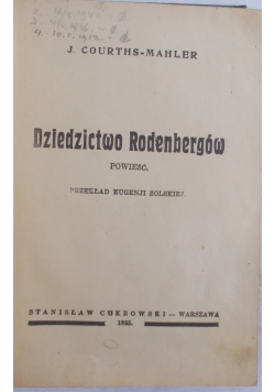 Dziedzictwo Rodenbergów,1935r.