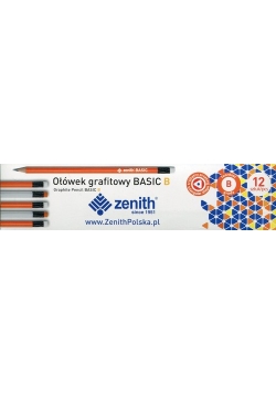 Ołówek grafitowy Basic zenith trójkątny z gumką B 12 sztuk