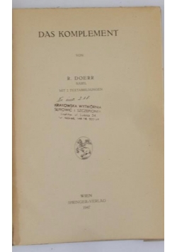 Das komplement, 1947