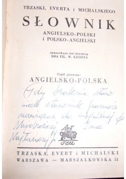 Nowy słownik Angielsko-polski i polsko-angielski, 1950 r.
