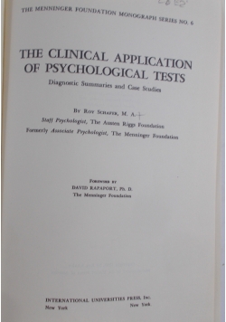 The clinical application of Psychological tests, 1948 r