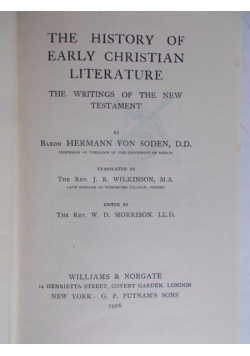 The History of early christian literature. 1906r