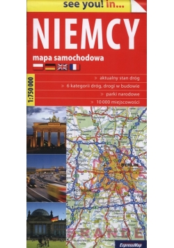 Niemcy mapa samochodowa 1:750 000