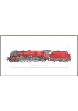Karnet lokomotywa bordowa 12x23 + koperta
