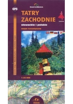 Tatry Zachodnie słowackie i polskie Mapa turystyczna 1:25 000