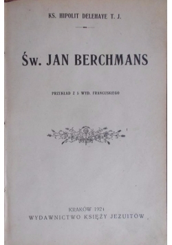 Św. Jan Berchmans, 1924 r.