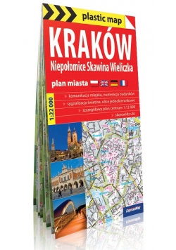 Kraków 4w1 plastic! map foliowany plan Krakowa, Niepołomic, Skawiny i Wieliczki 1:22 000