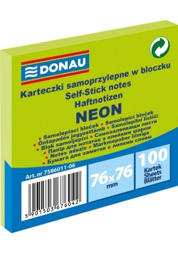 Karteczki samoprzylepne w bloczku 100 kartek zielone
