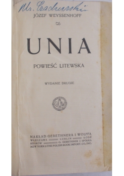 Unia. Powieść litewska, 1912 r.