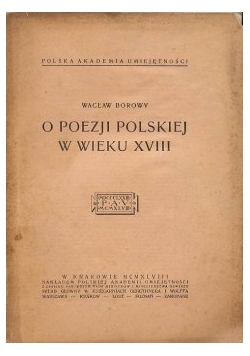 O poezji polskiej w wieku XVIII,1948r.