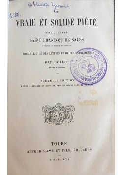 Vraie et solide piete, 1865 r.