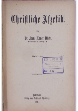 Christliche Aszetik, 1920 r.