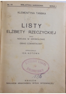 Listy Elżbiety Rzeczyckiej, 1927 r.
