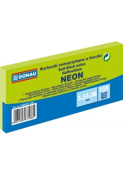 Karteczki samoprzylepne w bloczku 3x51x38 100 kartek neon zielony