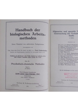 Handbuch der biologischen Arbeitsmethoden, 1944r