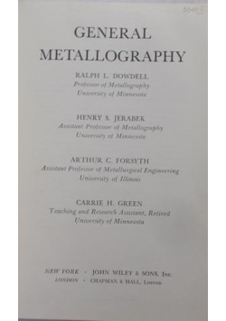 General Metallography, 1943 r.