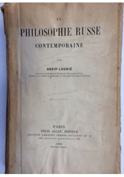 La philosophie russe contemporaine