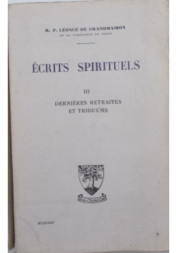 Ecrits spirituales, 1935 r.