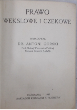 Prawo wekslowe i czekowe, 1925 r.
