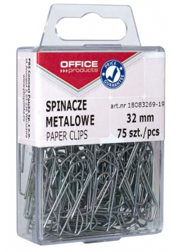 Spinacze metalowe w pudełku srebrne 75 sztuk
