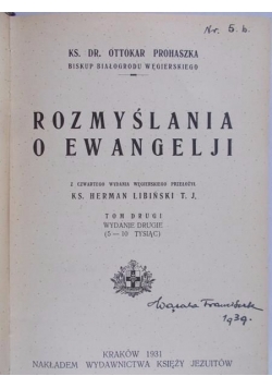 Rozmyślania o Ewangelji, T. II, 1931 r.