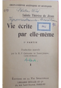 Vie ecrite par elle - meme, 1928 r.